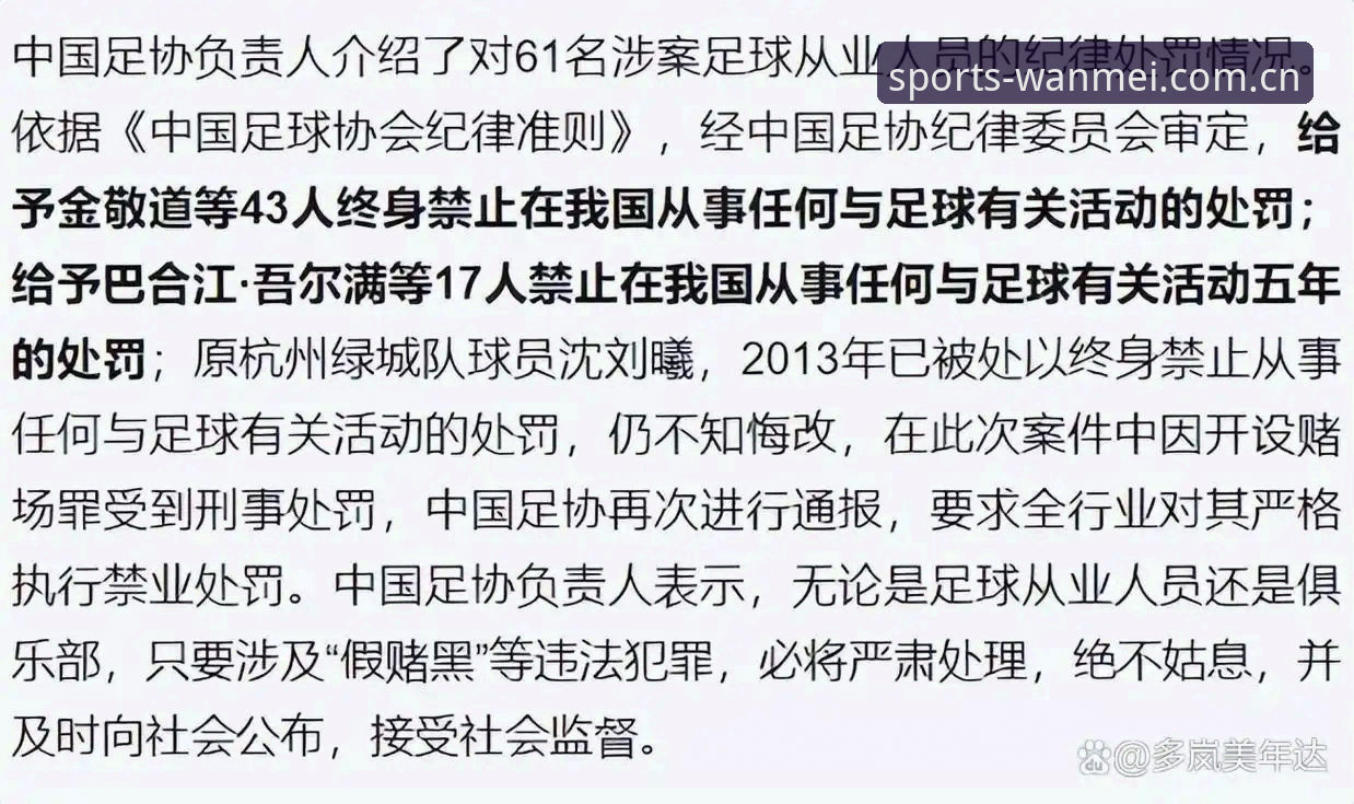 最新完美体育打不开 足协第三批禁足名单最新动态:65人受罚,终身禁足17人,行业整顿再升级